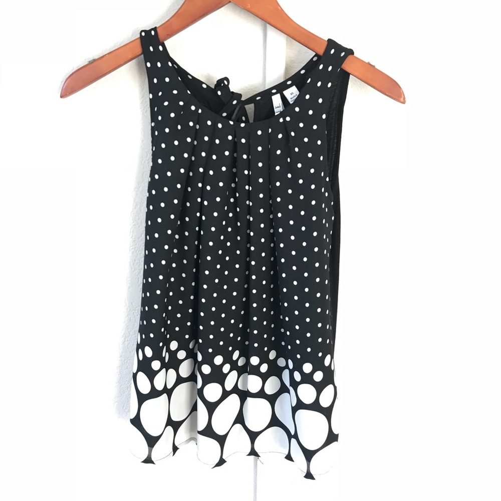 Y2K Elle black polka dot sleeveless top XS lined